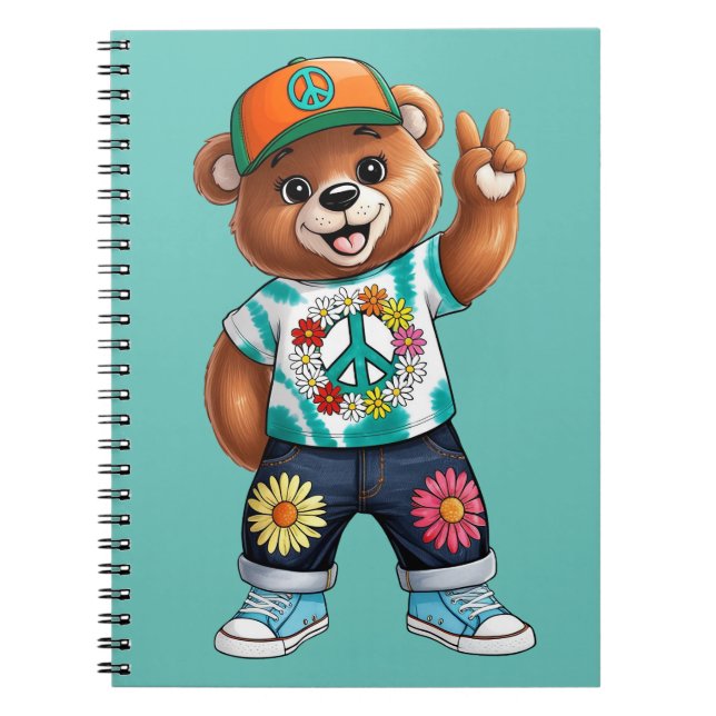 Caderno Espiral Urso de pelúcia com roupa casual tranquila 1 (Frente)