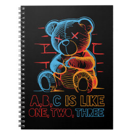 Caderno Espiral Urso de pelúcia Neon ABC