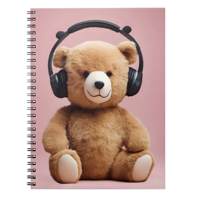 Caderno Espiral Urso De Teddy Com Fones de ouvido (Frente)