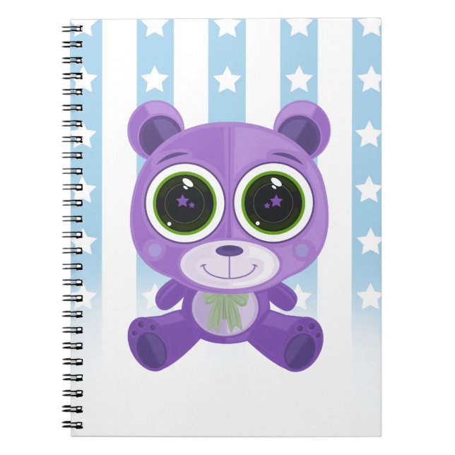 Caderno Espiral Urso de Teddy - Roxo de Olho Estrela (Frente)