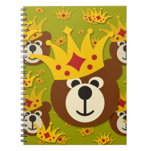Caderno Espiral Urso de Teddy Sorrindo com Coroa