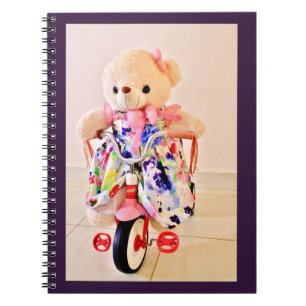 Caderno Espiral Urso de ursinho em um triciclo