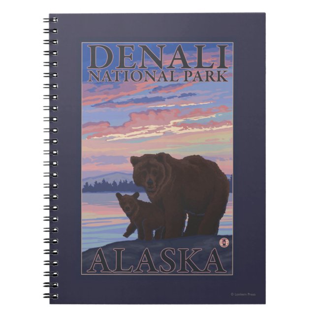 Caderno Espiral Urso e Cub - Parque Nacional Denali, Alasca (Frente)