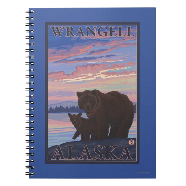 Caderno Espiral Urso e Cub - Wrangell, Alaska (Frente)