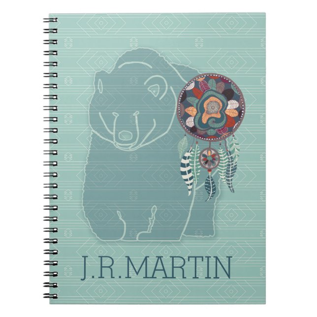 Caderno Espiral Urso Espírito com Captura de Sonho Personalizado (Frente)