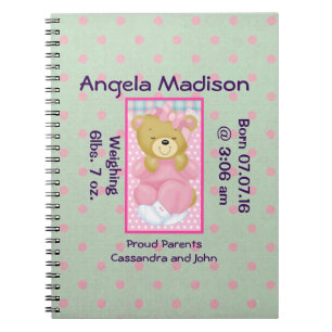 Caderno Espiral Urso-Fofinho bonito vestido no Novo Diário Bebê Ro