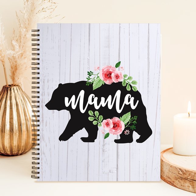 Caderno Espiral Urso Mãe Floral Rústico (Criador carregado)