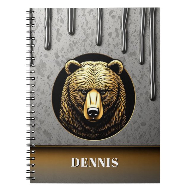 Caderno Espiral Urso Majestoso Com Nome Personalizado 🐻 (Frente)