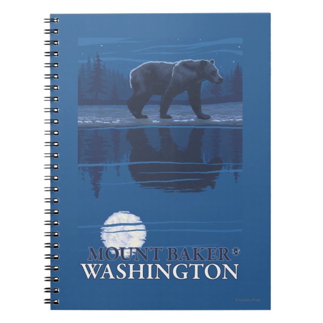 Caderno Espiral Urso na Lua - Monte Baker, Washington (Frente)