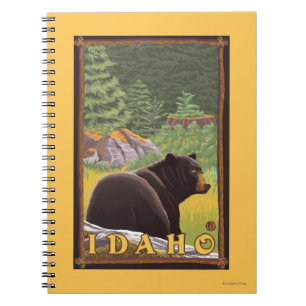 Caderno Espiral Urso Negro na Floresta - Idaho