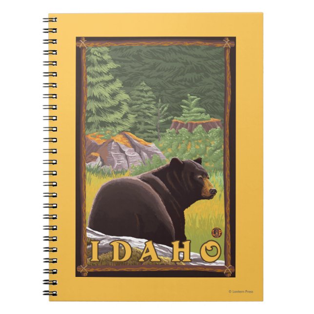 Caderno Espiral Urso Negro na Floresta - Idaho (Frente)