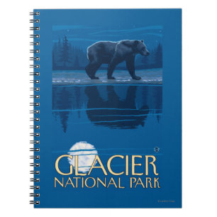 Caderno Espiral Urso no luar - parque nacional de geleira, TA