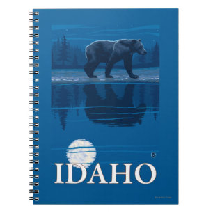 Caderno Espiral Urso no poster de viagens de MoonlightIdahoVintage
