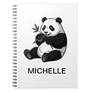 Caderno Espiral Urso Panda Fofo Personalizado Com Bambu Verde