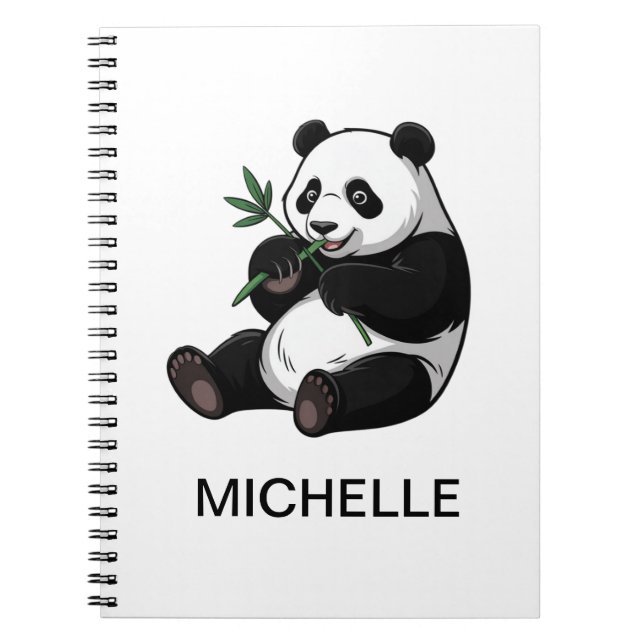 Caderno Espiral Urso Panda Fofo Personalizado Com Bambu Verde (Frente)
