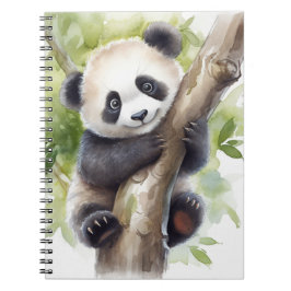 Caderno Espiral Urso Panda Na Árvore