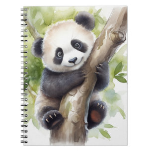Caderno Espiral Urso Panda Na Árvore