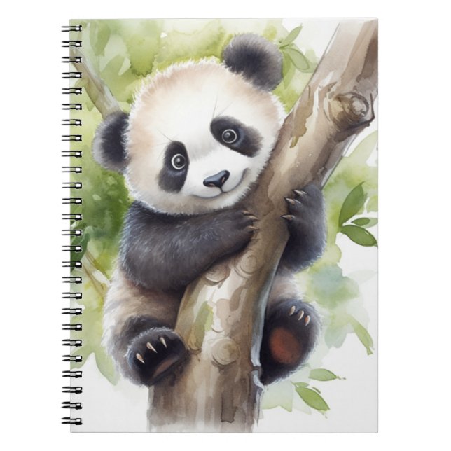 Caderno Espiral Urso Panda Na Árvore (Frente)