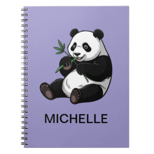 Caderno Espiral Urso Panda Personalizado Verde Bambu Roxo