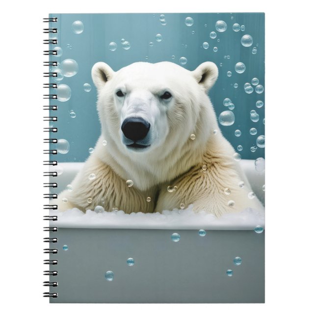Caderno Espiral Urso Polar Na Banheira De Bolhas (Frente)