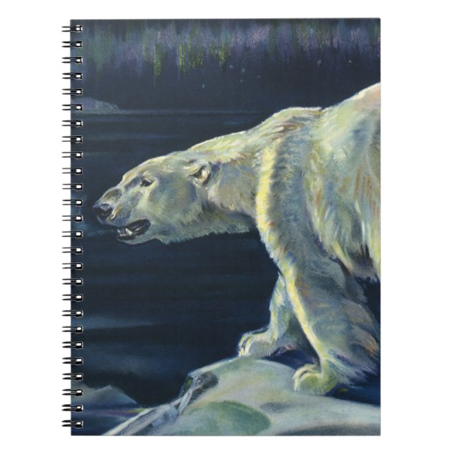 Caderno Espiral Urso Polar Vintage, Animais Marinhos Árcticos (Frente)