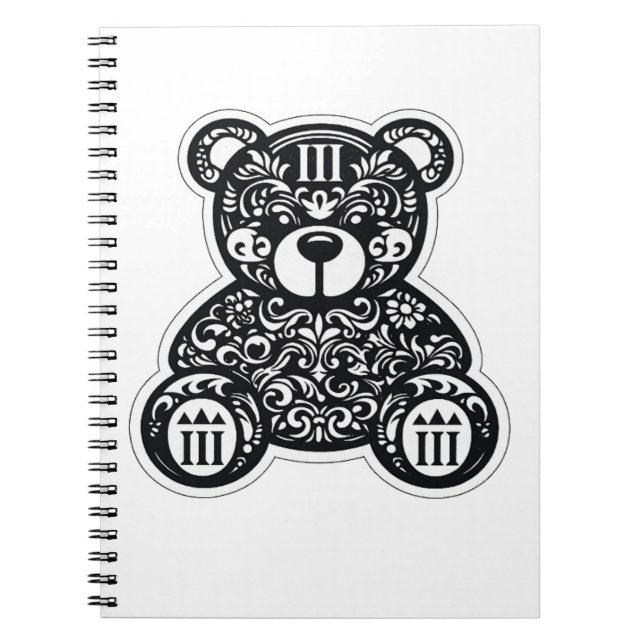 Caderno Espiral Urso Preto e Branco Urbano (Frente)