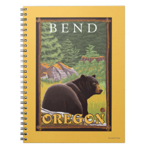 Caderno Espiral Urso preto na floresta - curvatura, Oregon