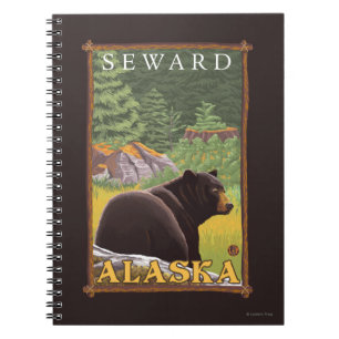 Caderno Espiral Urso preto na floresta - Seward, Alaska