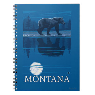 Caderno Espiral Urso que anda em viagens vintage do luar