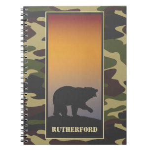 Caderno Espiral Urso rugindo e espiral Camo