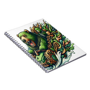 Caderno Espiral Ursos Animados Dirigindo um Carro Verde