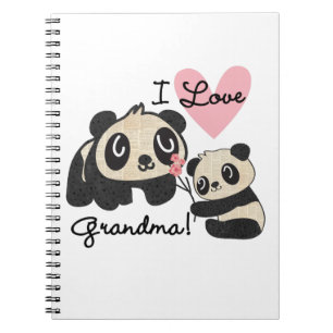 Caderno Espiral Ursos de panda eu amo a avó