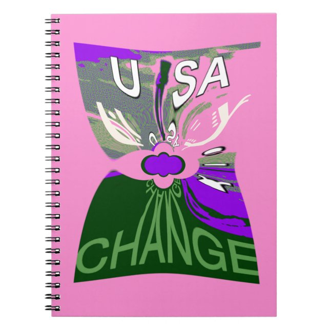 Caderno Espiral USA Change Art Impressão (Frente)