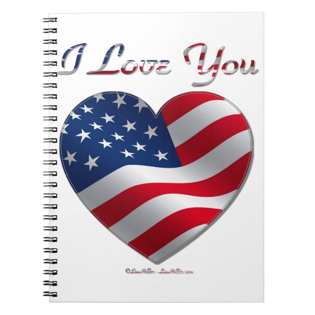 Caderno Espiral USA Flag Heart I Love You (Frente)