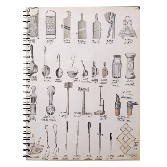 Caderno Espiral Utensílios da cozinha, de um catálogo de comércio (Frente)