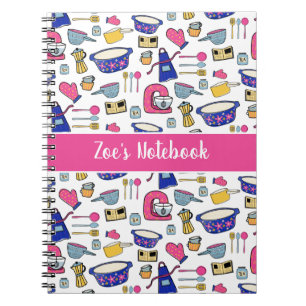 Caderno Espiral Utensílios de Cozinha Personalizados Nome do Padrã