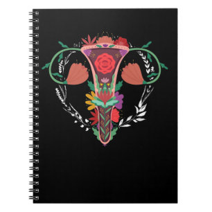 Caderno Espiral Uterus Flores Direitos Feminismo Pró-Escolha