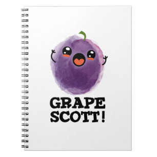 Caderno Espiral Uva Scott Fruta Engraçada Pun de Uva 