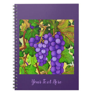 Caderno Espiral Uvas roxas em toranja