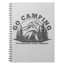 Caderno Espiral Vá acampar mais barato que terapia citação engraça