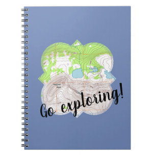 Caderno Espiral "Vá explorar" o mapa topográfico Quatrefoil