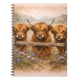 Caderno Espiral Vaca das Terras Altas - Animais em Aquarela