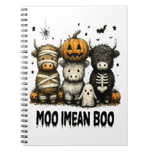 Caderno Espiral Vaca das Terras Altas de Halloween Assustador