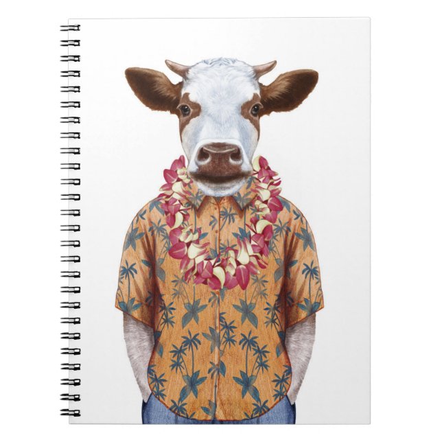 Caderno Espiral Vaca de Camisa Havaiana (Frente)
