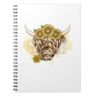 Caderno Espiral Vaca E Girassóis. Design perfeito para pe