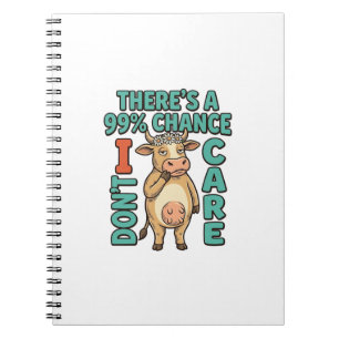 Caderno Espiral Vaca Engraçada 99% de Chance de Não Me Importar Gr