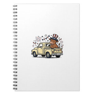 Caderno Espiral Vaca Patriótica 4 de Julho Design de Caminhão Veto