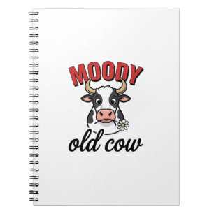 Caderno Espiral Vaca Velha Mal-Humorada Camisa Vintage Engraçada d