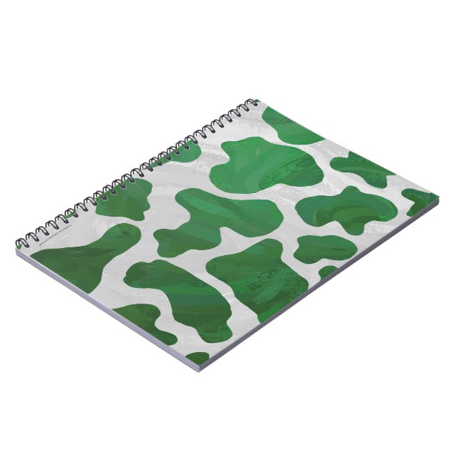 Caderno Espiral Vaca Verde e Branco Estampado (Left Side)