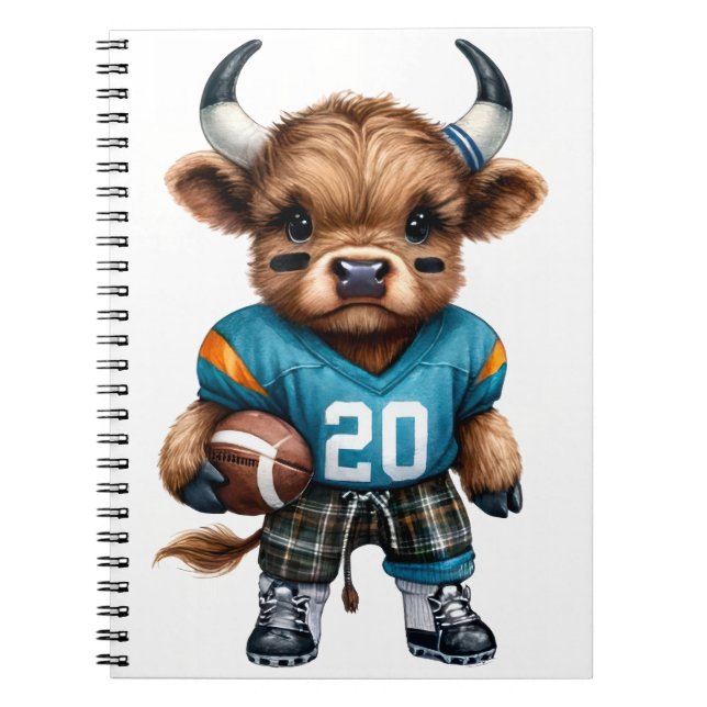 Caderno Espiral Vacas e Futebol das Highland (Frente)